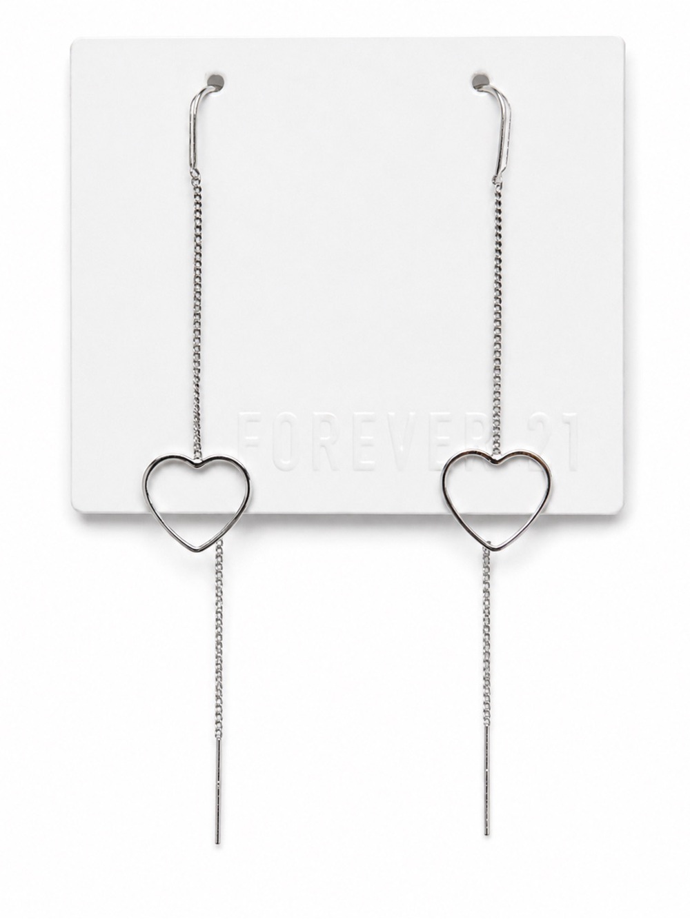 Forever 21 Silver Heart Threader Earrings Dainty Minimalist NWT Romantic Gift